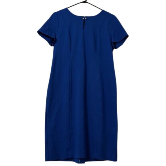 Talbots Sheath Scuba Dress Womens 8 Petite Cap Sleeve Pearl Cobalt Career Office - Picture 1 of 11